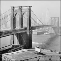 Brooklyn Bridge von Brooklyn aus gesehen, New York, 1950